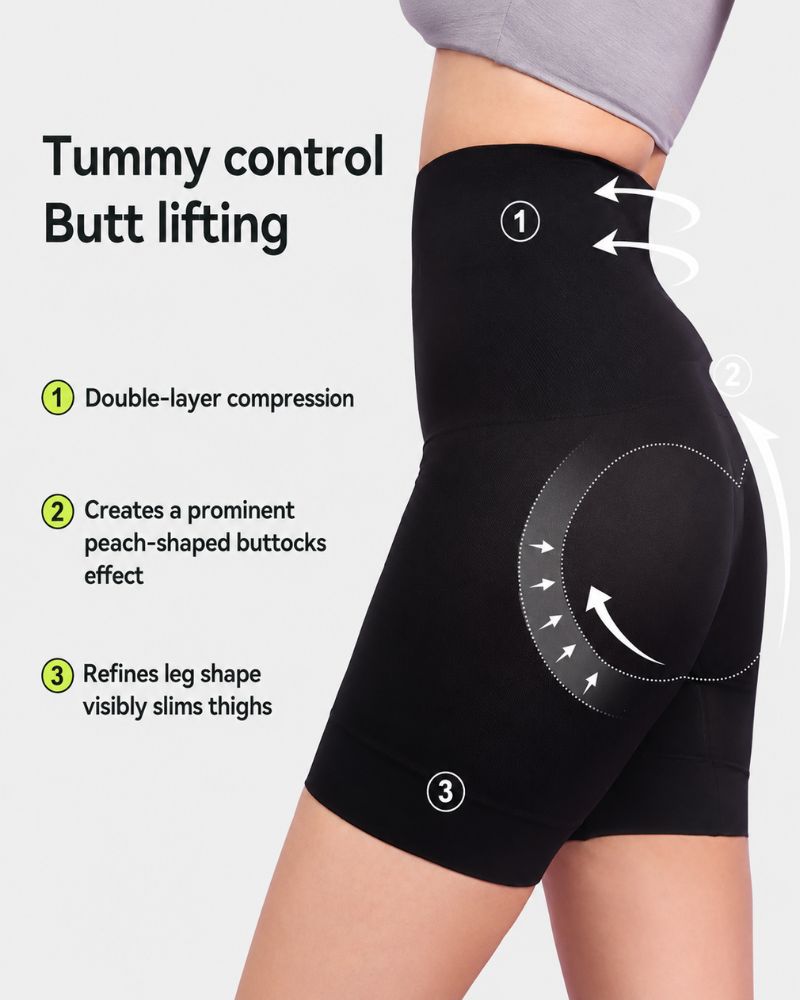 Corrigerende push-up short met hoge taille en buikcorrectie