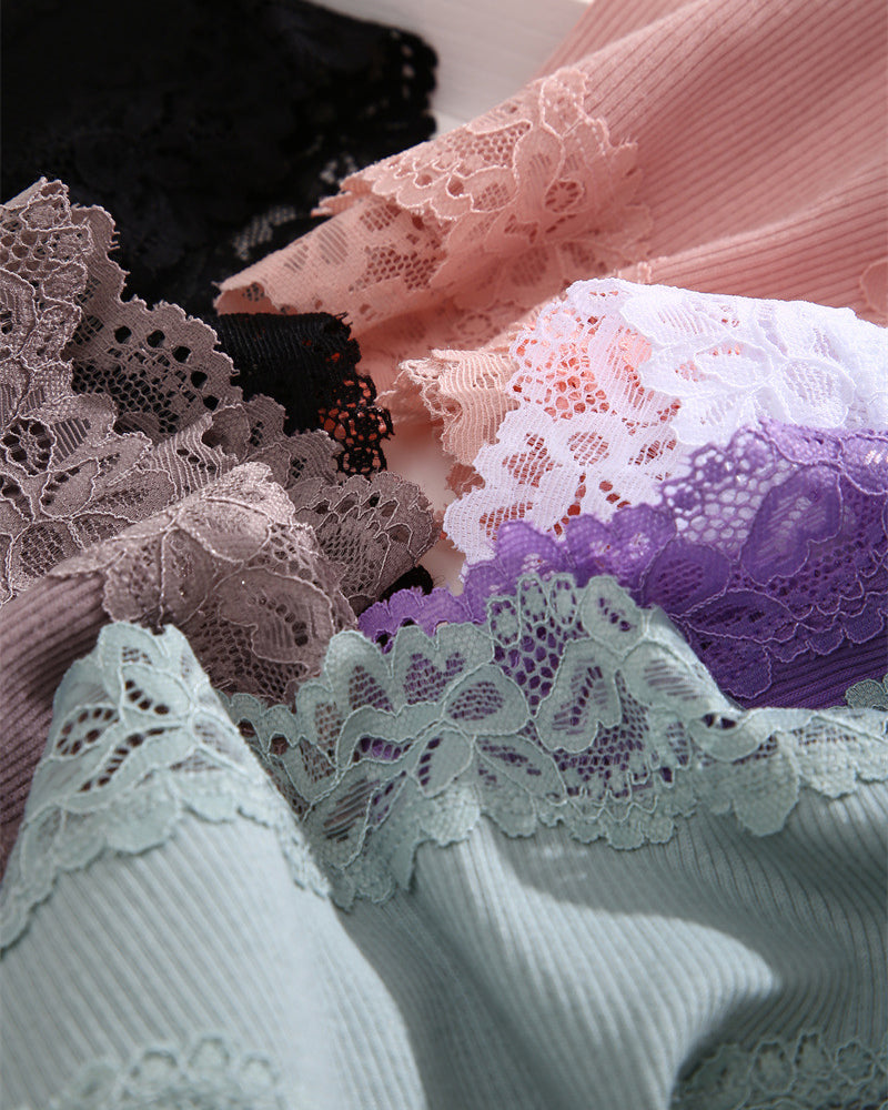 Slip in cotone a vita bassa con pizzo