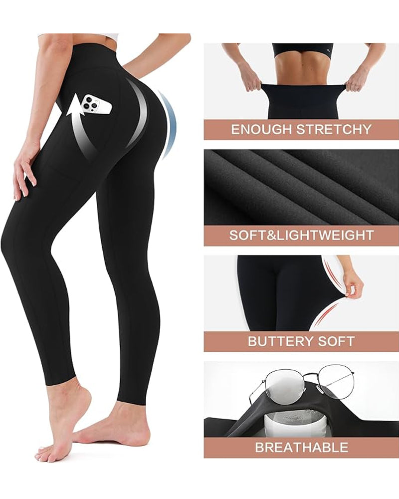 Leggings sportivi a vita alta con controllo pancia e tasche laterali