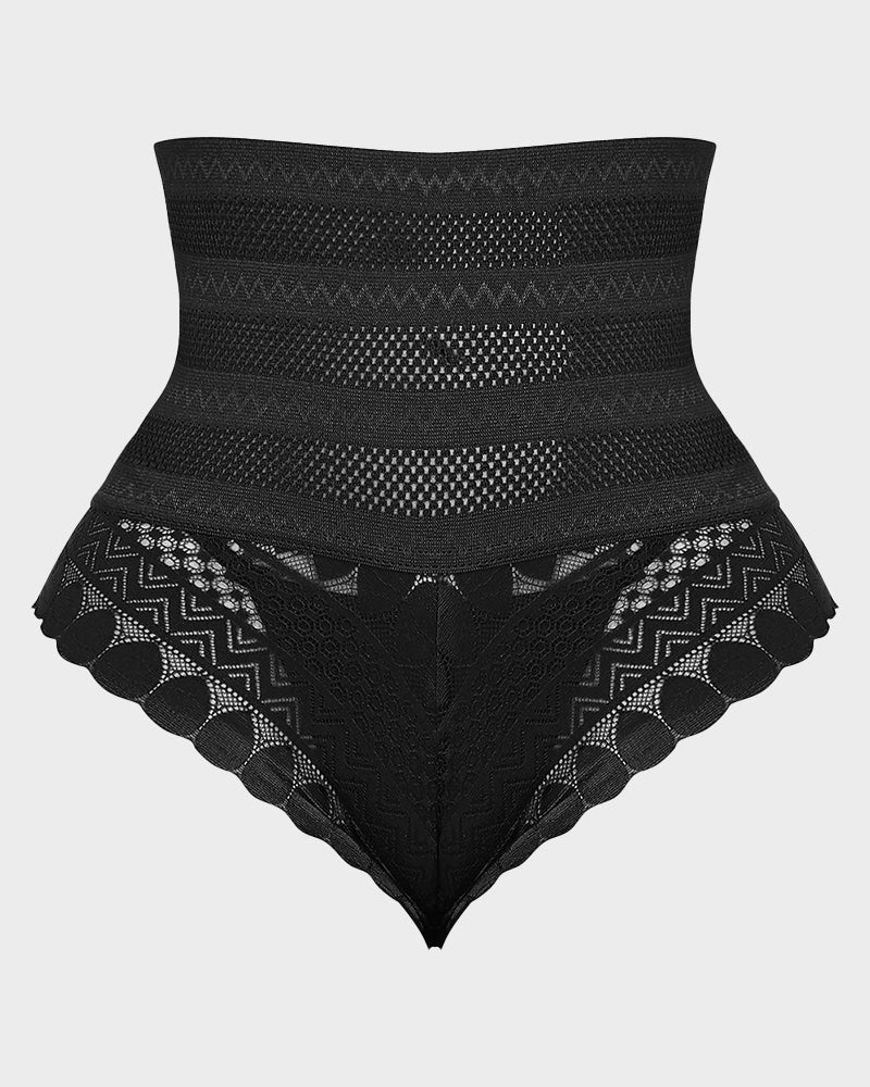 Slip modellante a vita alta in pizzo e rete
