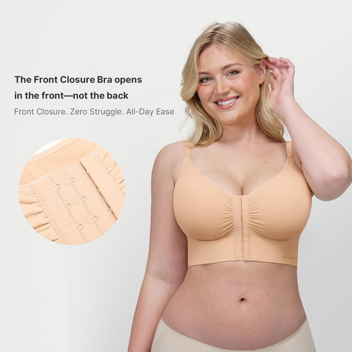 Top reggiseno push-up senza cuciture con chiusura frontale