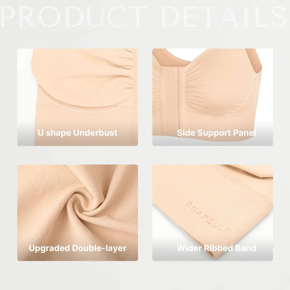 Top reggiseno push-up senza cuciture con chiusura frontale
