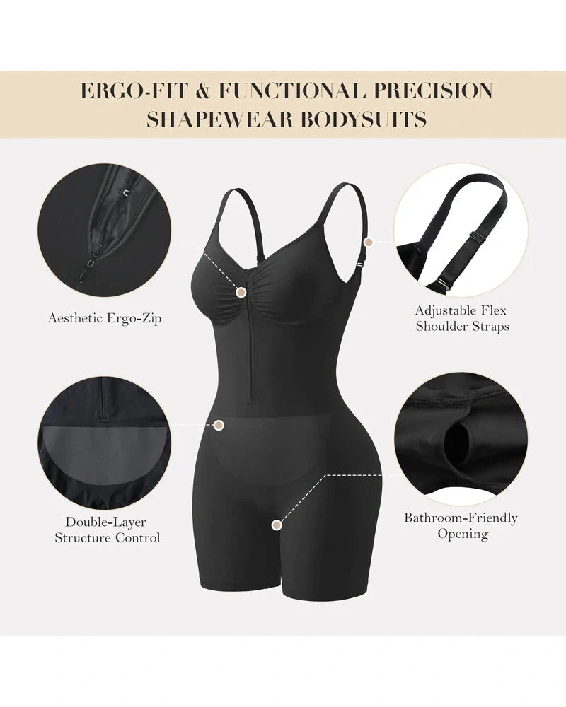 Body modellante con zip e controllo pancia