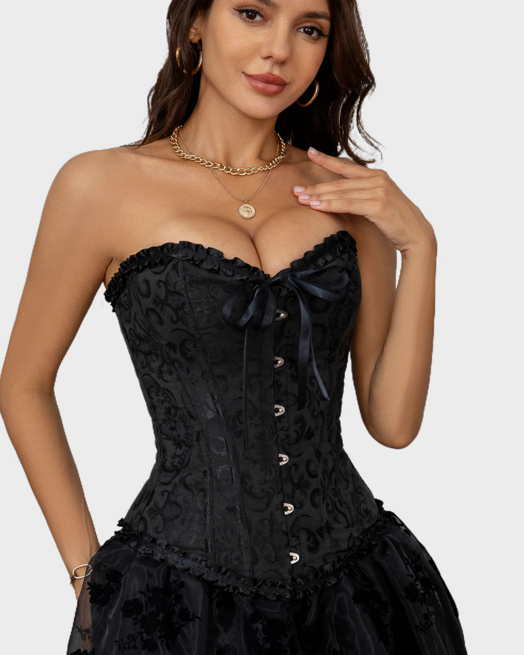 Top corsetto in pizzo push-up modellante