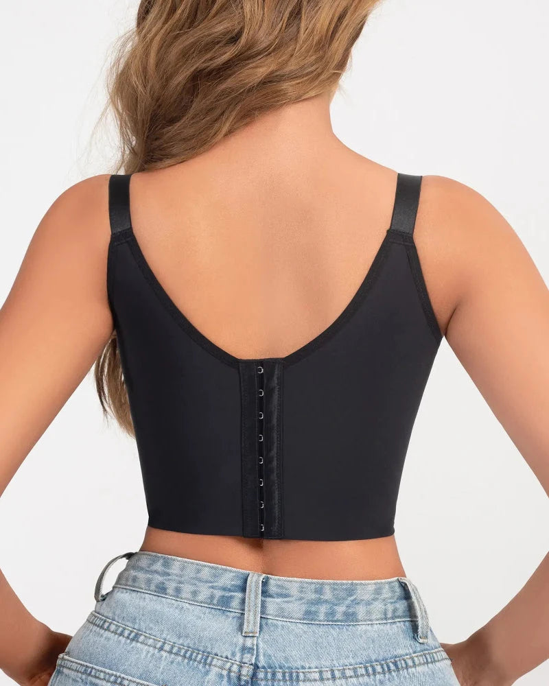 Bustier in pizzo taglie comode con scollo a V profondo effetto minimizer