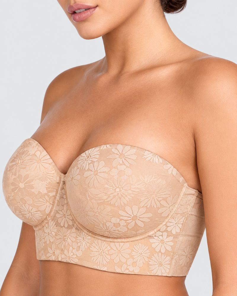 Reggiseno corsetto a balconcino senza spalline con fascia lunga