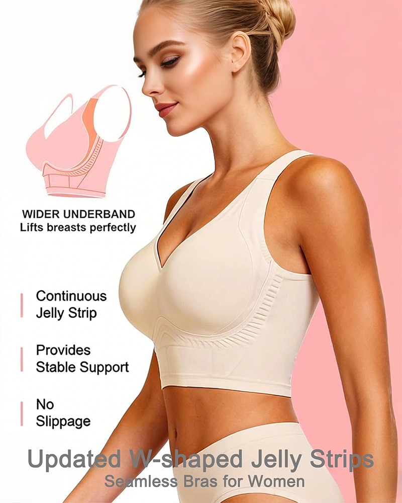 Reggiseno jelly push-up senza cuciture con schiena liscia taglie comode