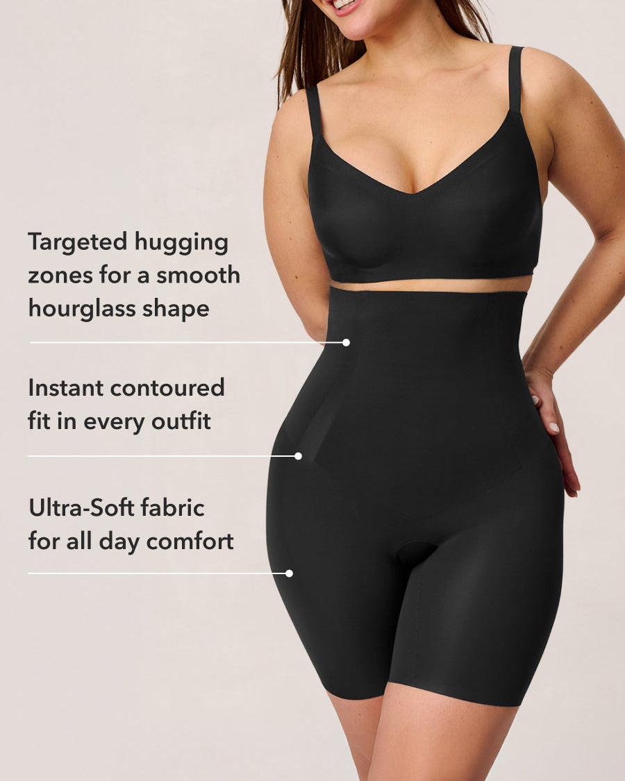 Pantaloncini modellanti senza cuciture a vita alta snellenti per le cosce