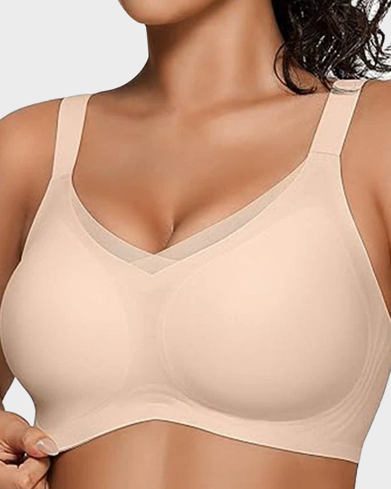 Bralette contenitiva senza ferretto con rete a V