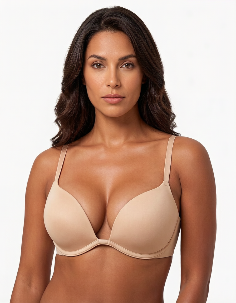 Reggiseno T-shirt push-up traspirante con scollo a V profondo