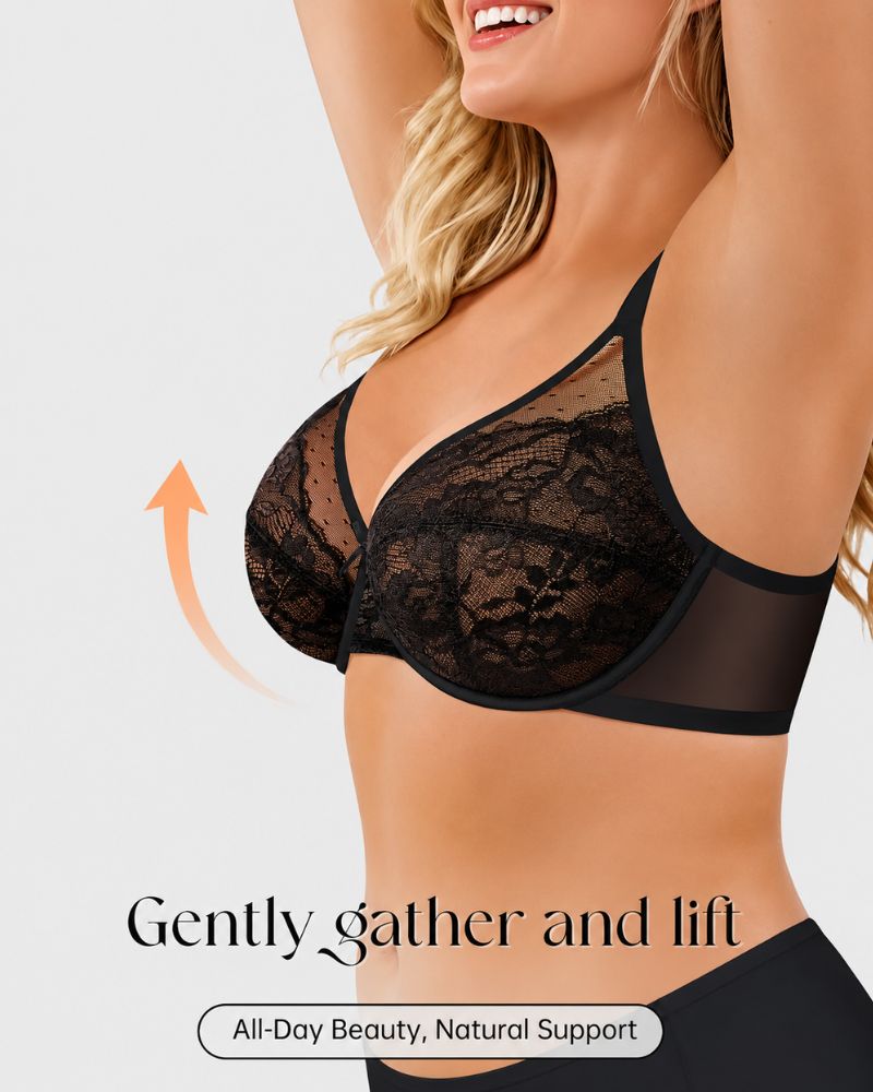 Reggiseno coprente con ferretto in pizzo floreale non imbottito