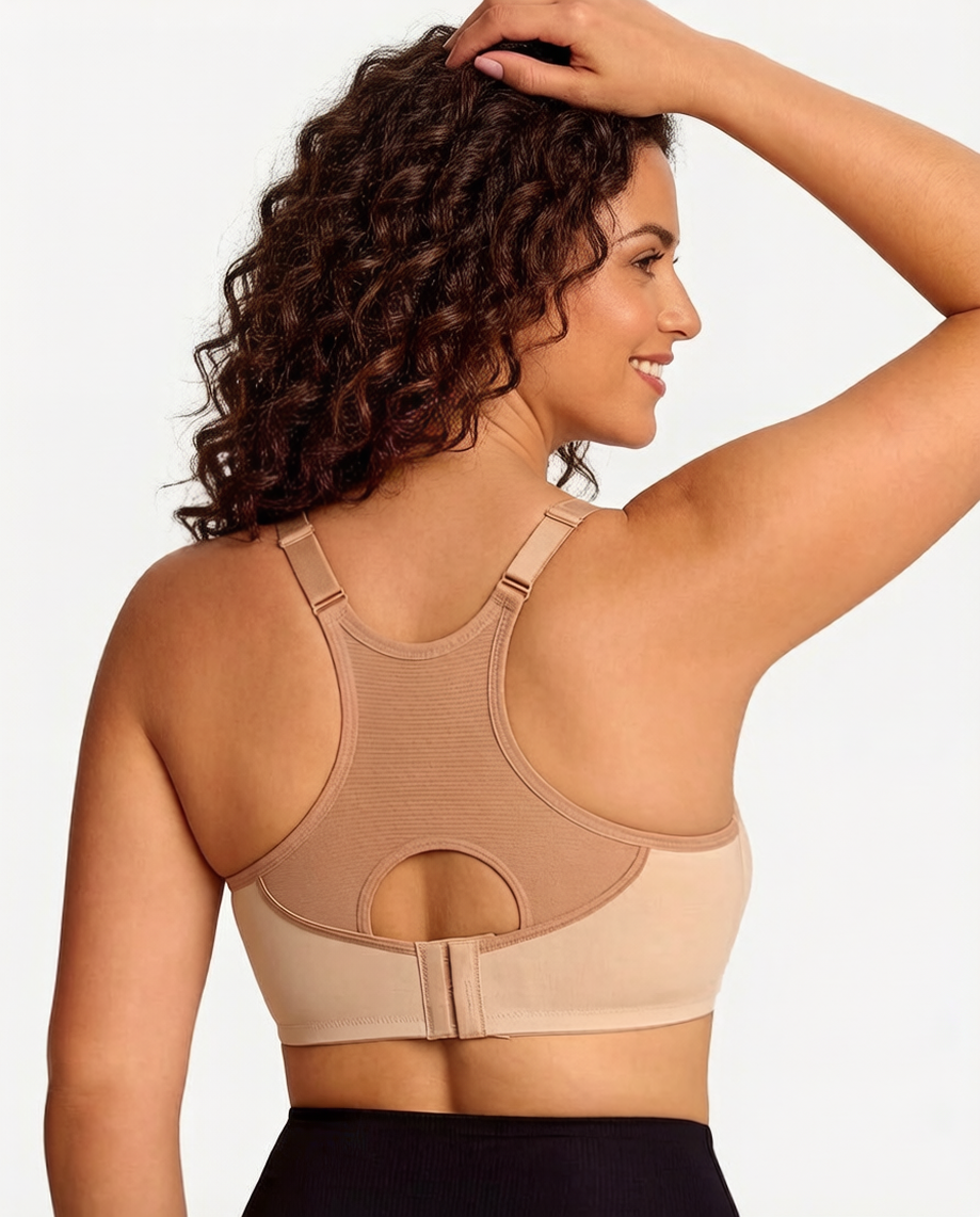 Reggiseno sportivo coprente con ferretto non imbottito a spalline larghe