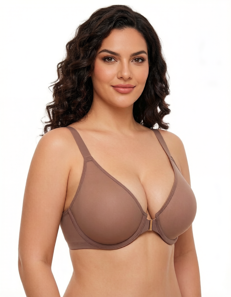 Reggiseno in rete con chiusura frontale comfort tutto il giorno