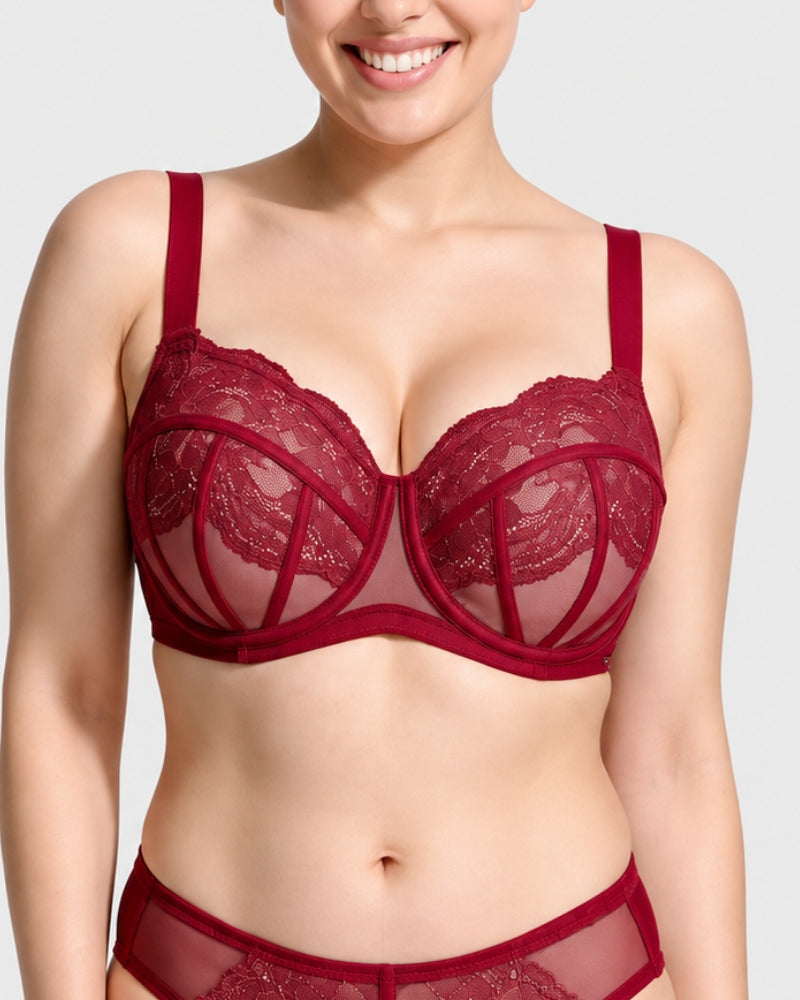 Reggiseno minimizer in pizzo effetto corsetto non imbottito