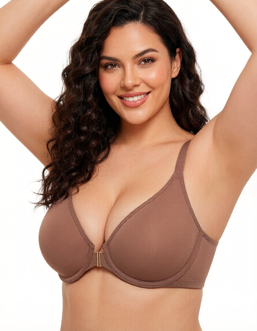 Reggiseno in rete con chiusura frontale comfort tutto il giorno