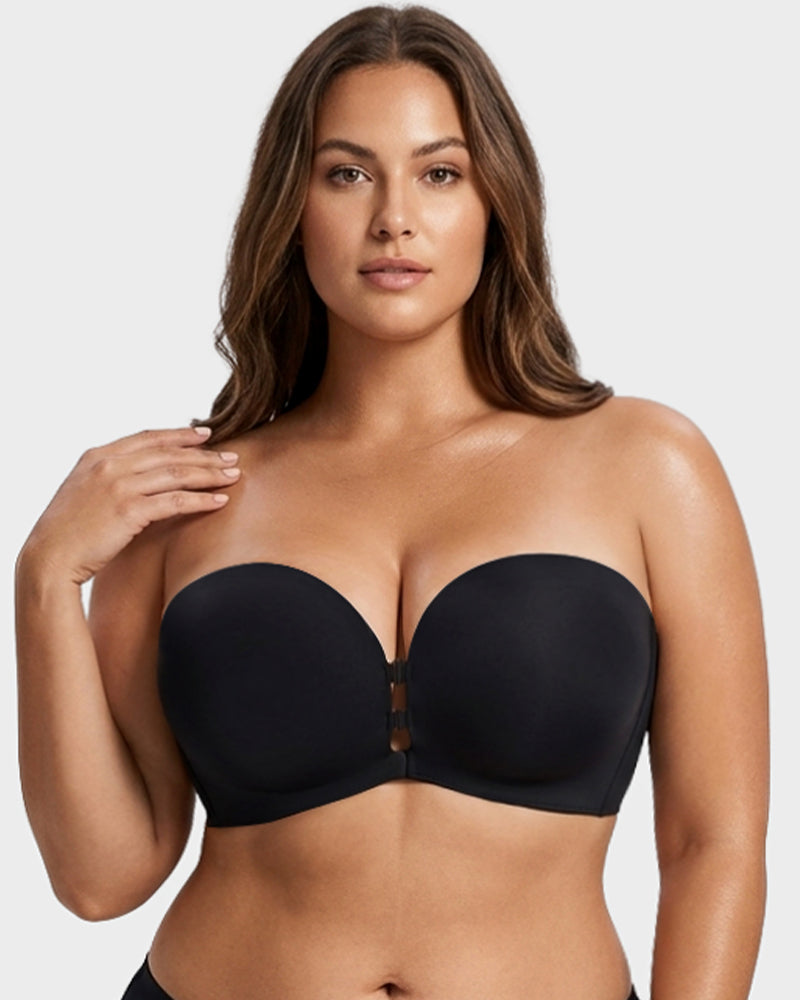 Reggiseno push-up senza spalline con chiusura frontale e spalline removibili