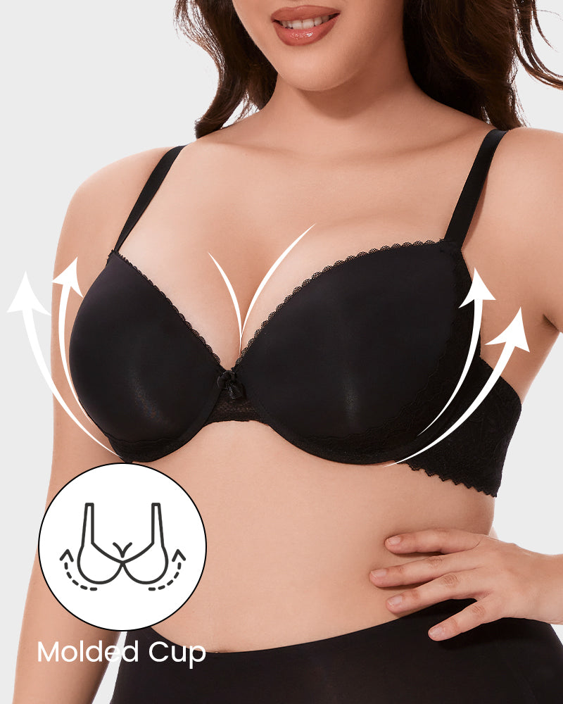 Reggiseno push-up comfort con bordo in pizzo
