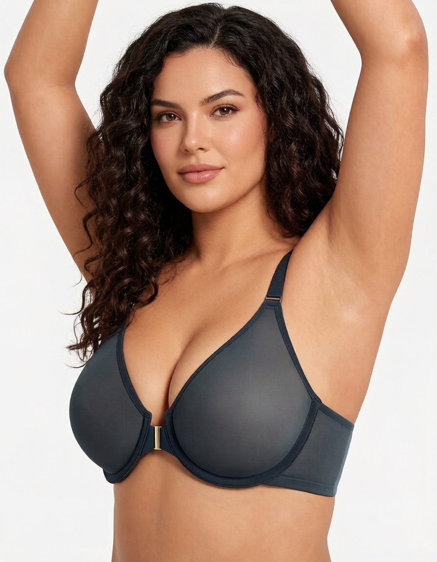Reggiseno in rete con chiusura frontale comfort tutto il giorno