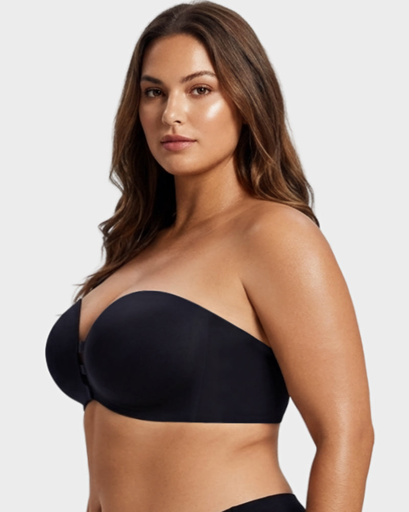Reggiseno push-up senza spalline con chiusura frontale e spalline removibili