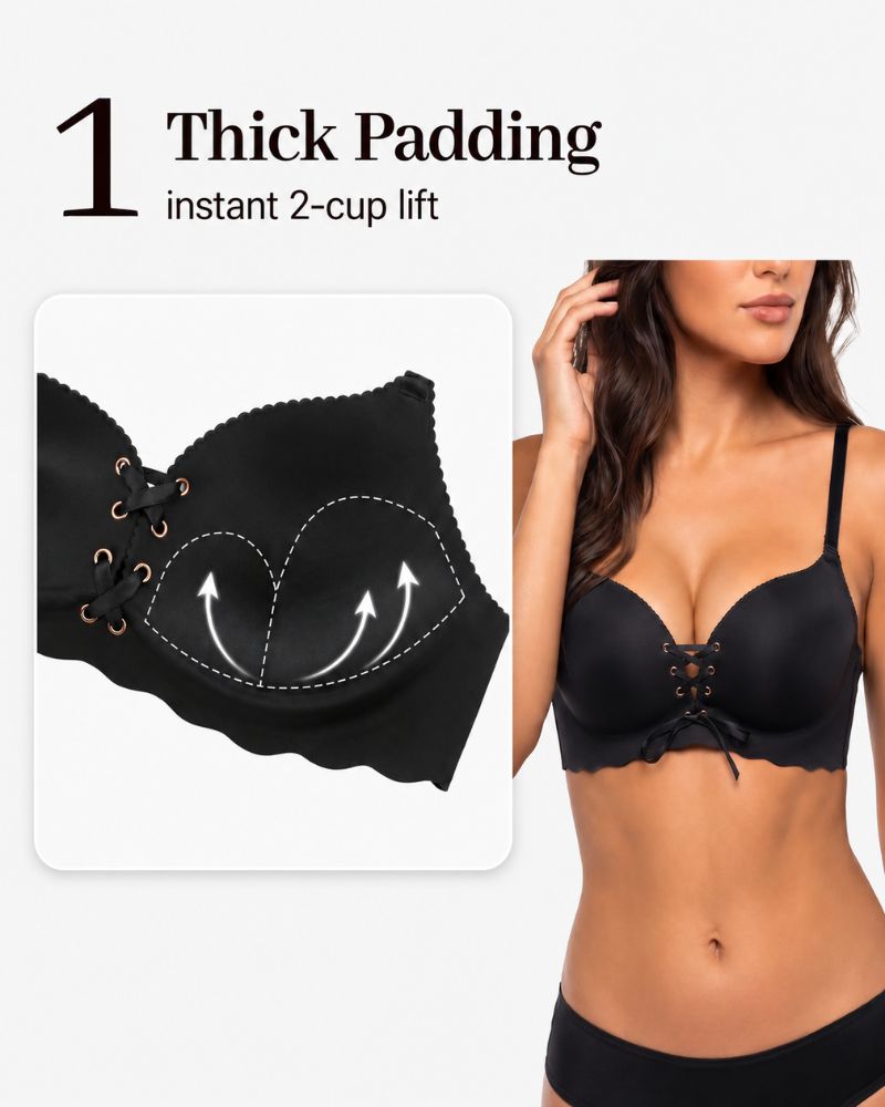 Reggiseno push-up imbottito senza ferretto con lacci