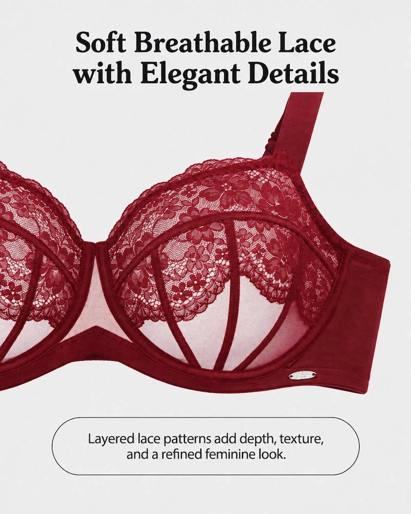 Reggiseno minimizer in pizzo effetto corsetto non imbottito