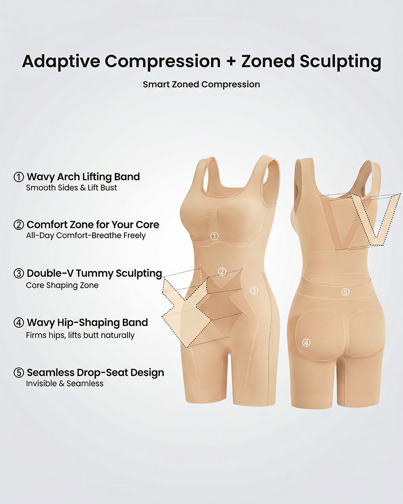 Body modellante total body a tripla compressione con apertura posteriore