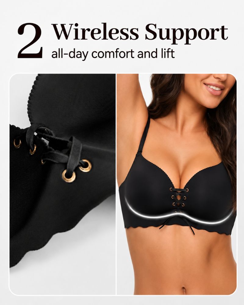 Reggiseno push-up imbottito senza ferretto con lacci