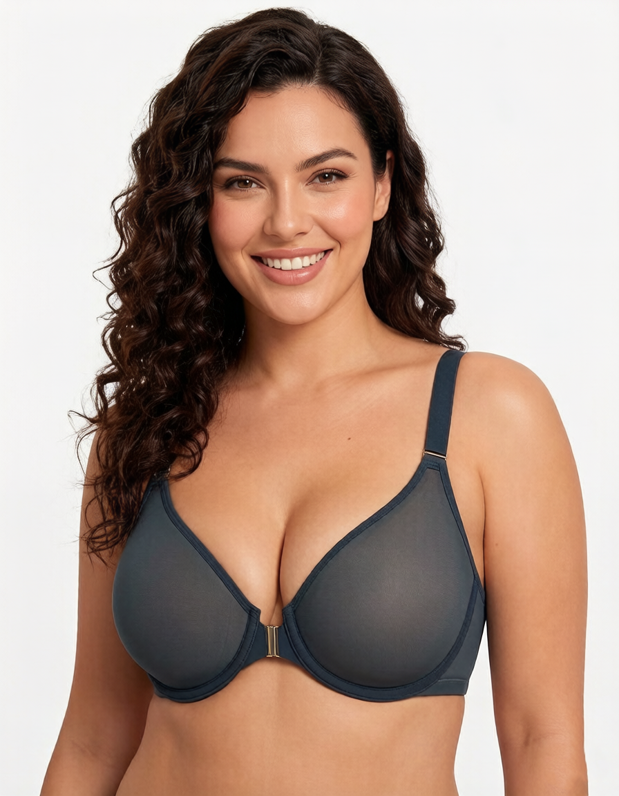 Reggiseno in rete con chiusura frontale comfort tutto il giorno