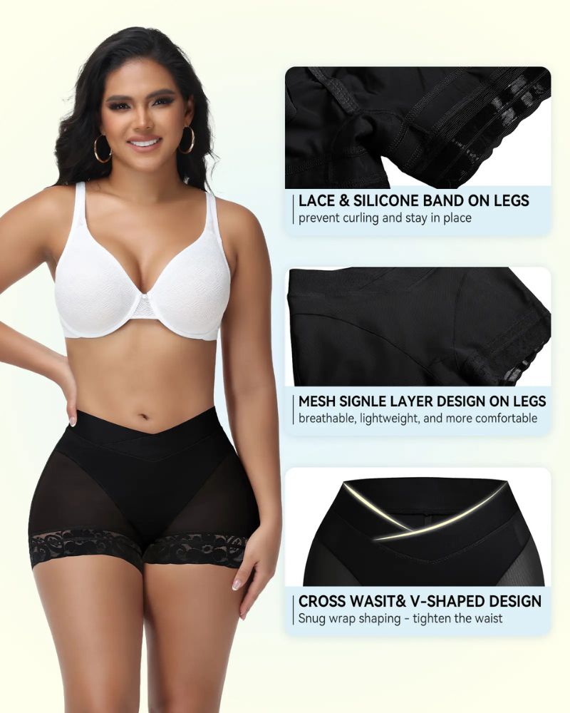 Pantaloncini push-up con vita incrociata e controllo pancia