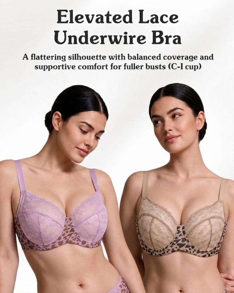 Reggiseno minimizer taglie comode in pizzo leopardato a cuori