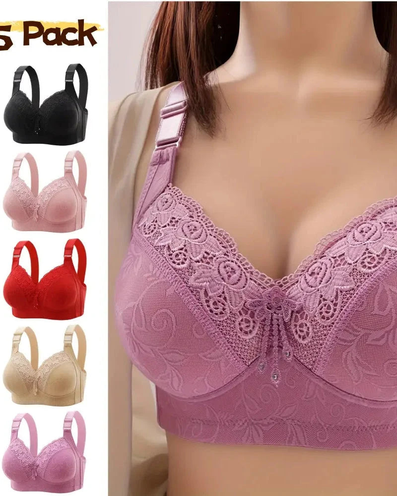 Bralette push-up in pizzo a contrasto regolabile – confezione da 3