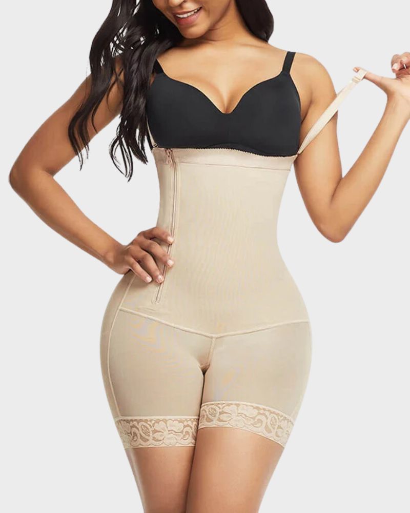 Body modellante con zip laterale