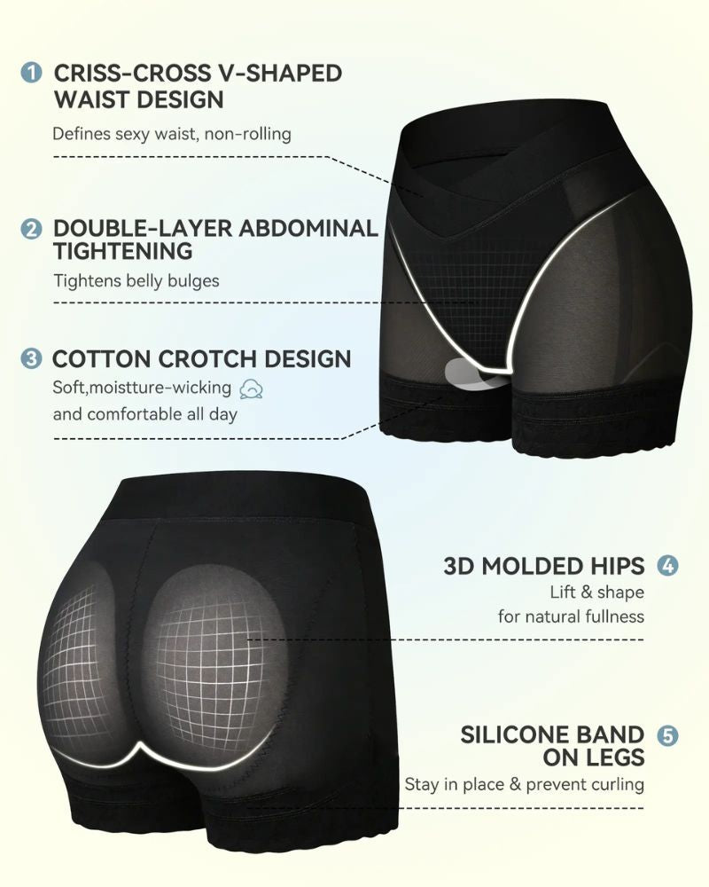 Pantaloncini push-up con vita incrociata e controllo pancia