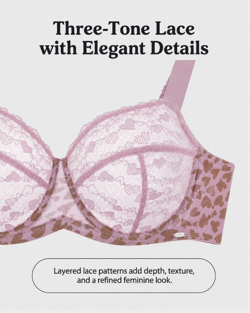 Reggiseno minimizer taglie comode in pizzo leopardato a cuori