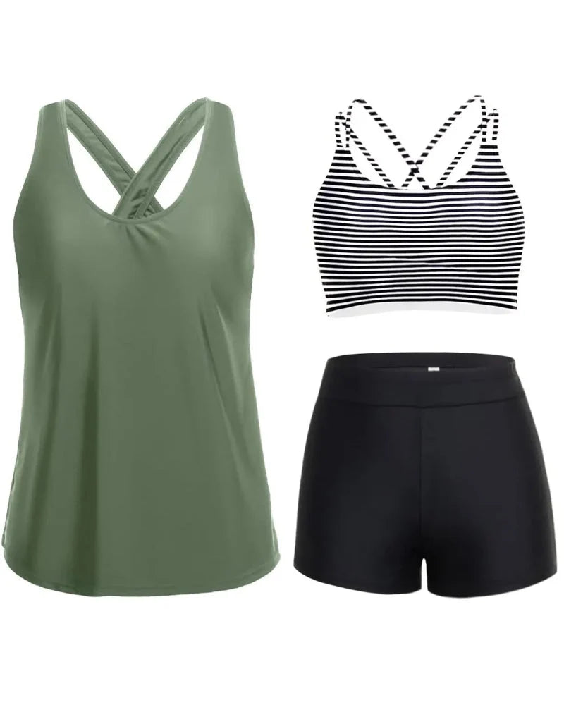 Tankini 3 pezzi con controllo pancia