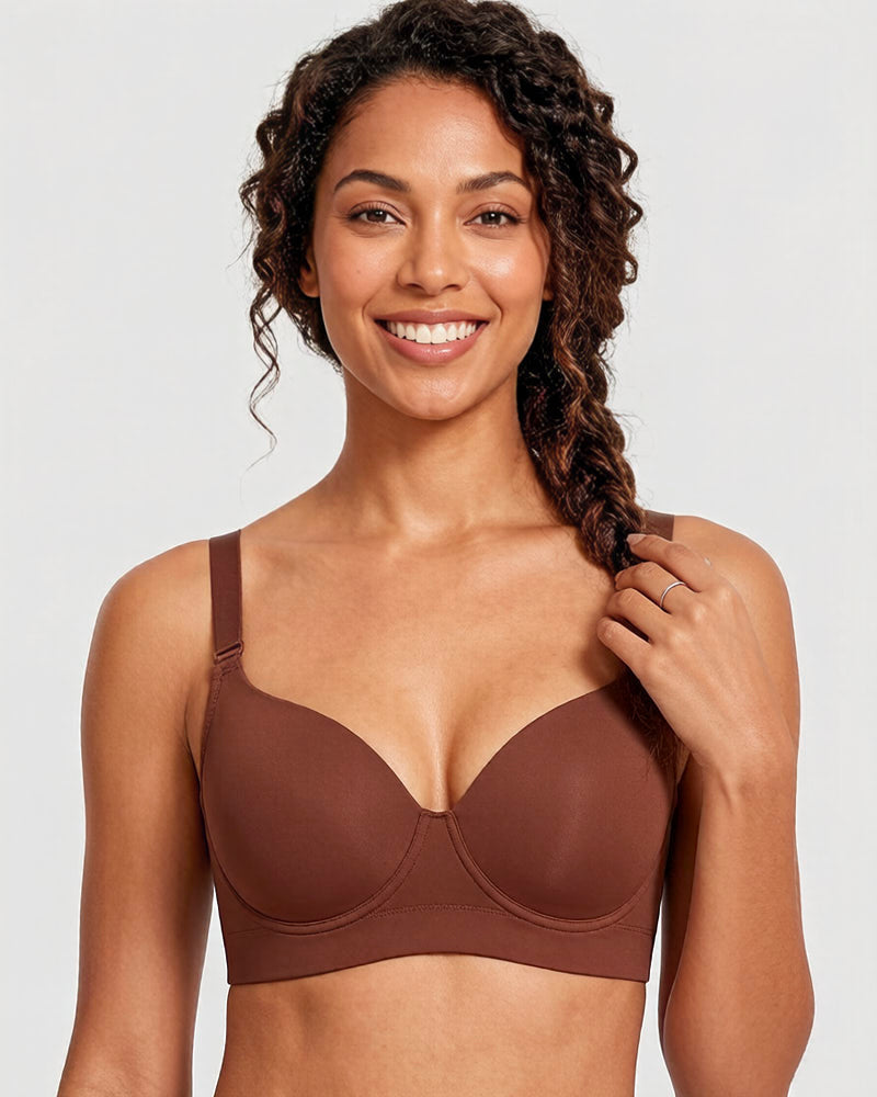 Reggiseno push-up con schiena liscia – marrone