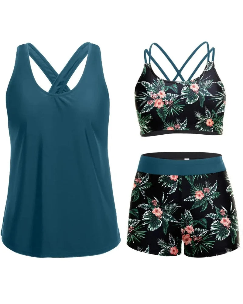 Tankini 3 pezzi con controllo pancia