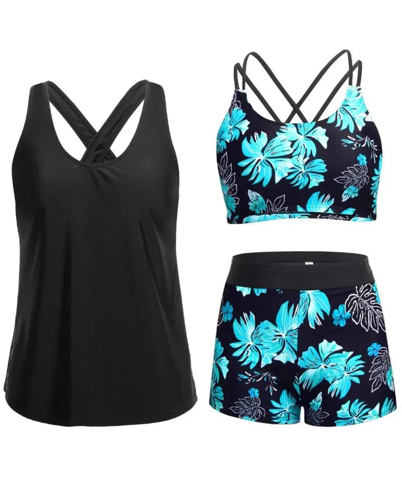 Tankini 3 pezzi con controllo pancia