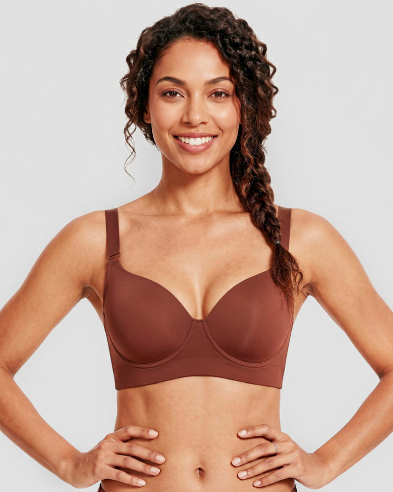 Reggiseno push-up con schiena liscia – marrone