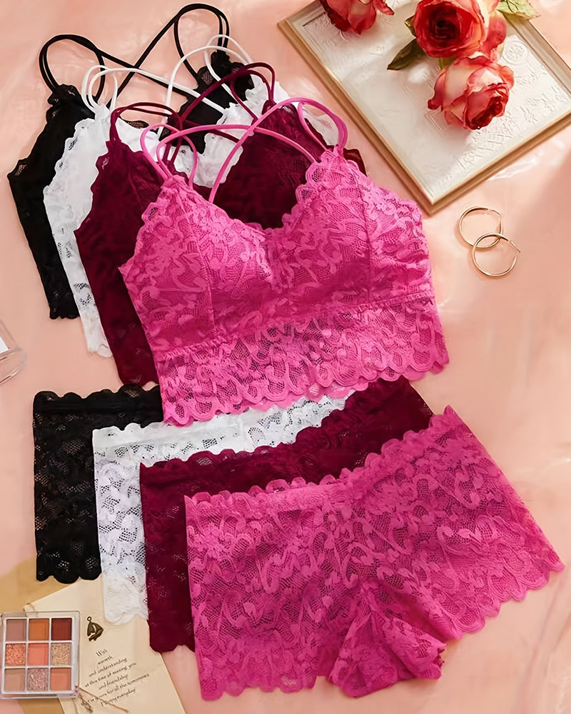 Completo romantico bralette e slip in pizzo