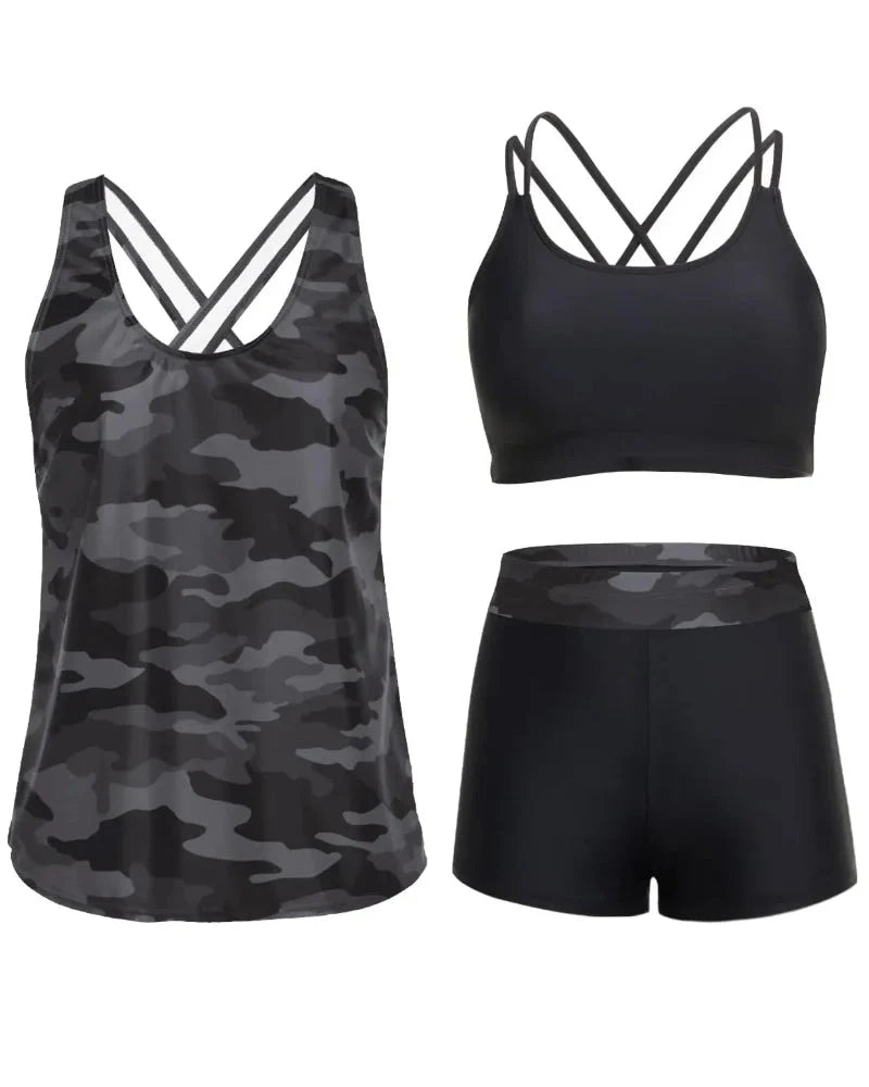 Tankini 3 pezzi con controllo pancia