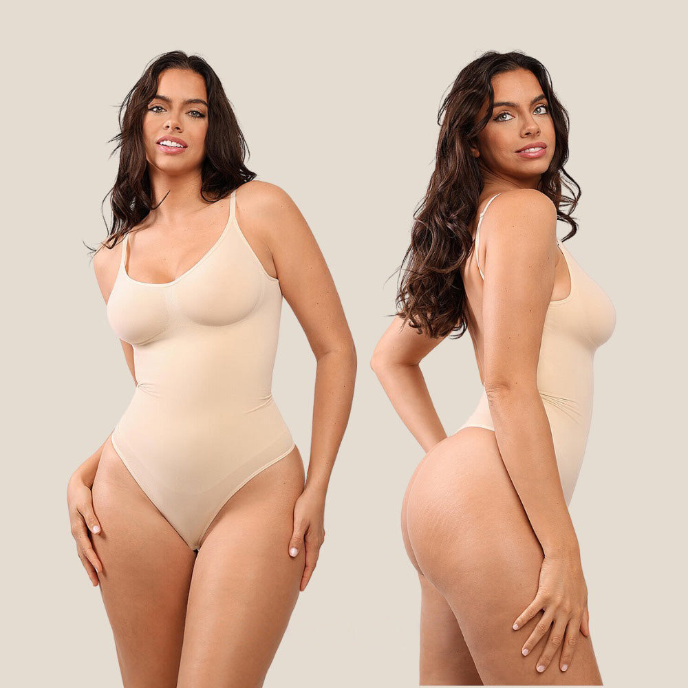 Naadloze corrigerende body met open rug en buikcorrectie