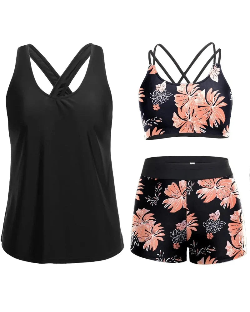 Tankini 3 pezzi con controllo pancia