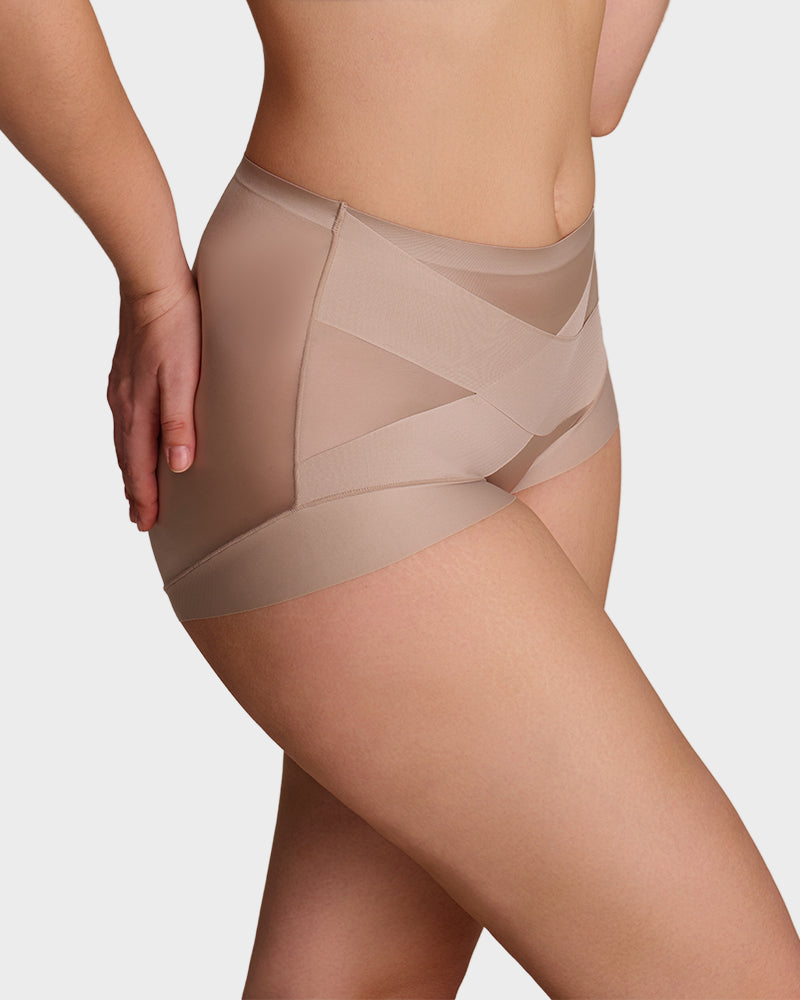Slip modellanti a vita alta con sostegno incrociato – confezione da 6