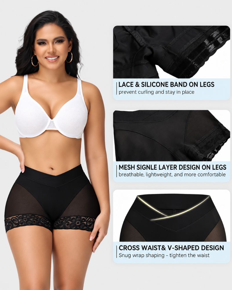 Pantaloncini modellanti push-up con vita incrociata a V
