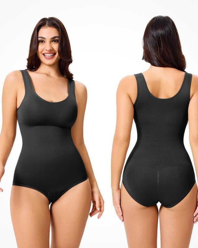 Body modellante senza cuciture girocollo con controllo pancia