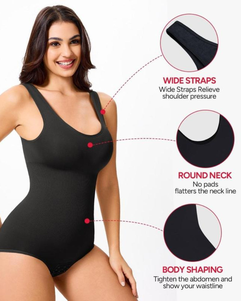Body modellante senza cuciture girocollo con controllo pancia