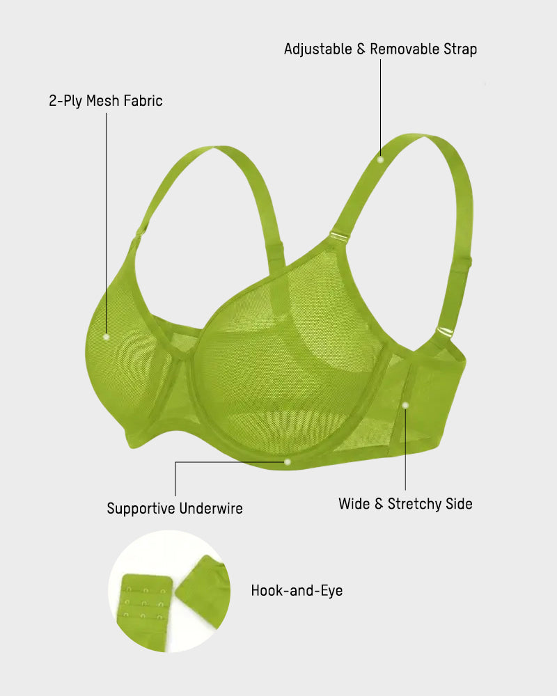 Reggiseno minimizer taglie comode in rete leggera con ferretto
