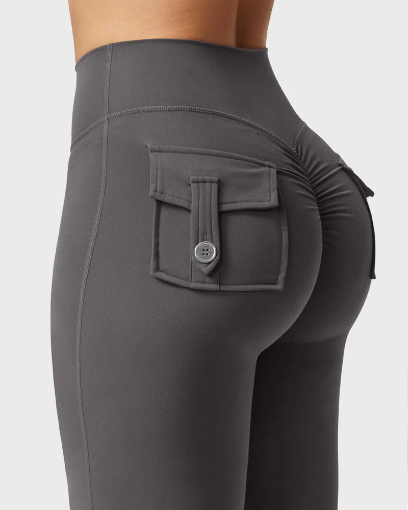 Leggings a zampa push-up con tasche
