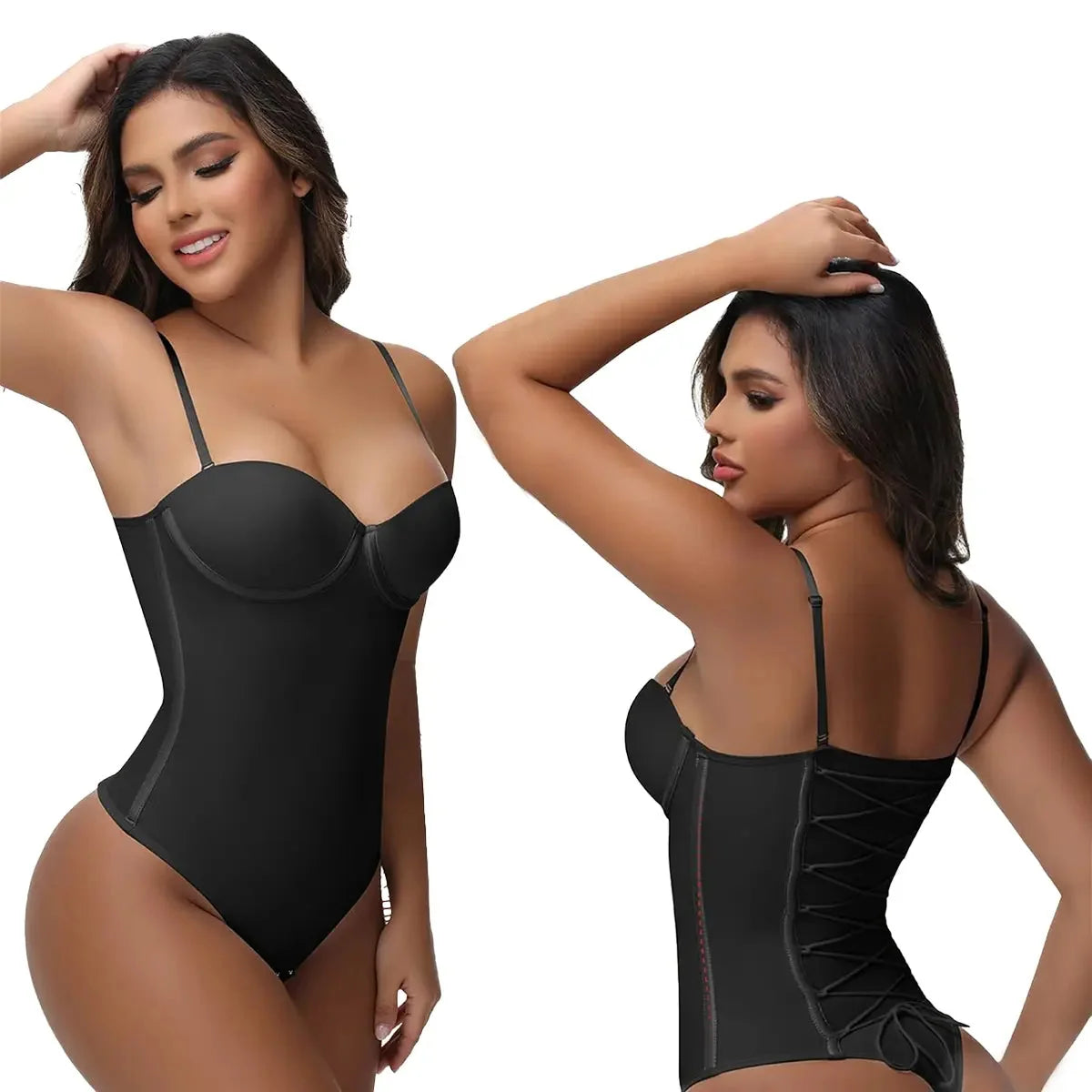 Body modellante senza cuciture con lacci